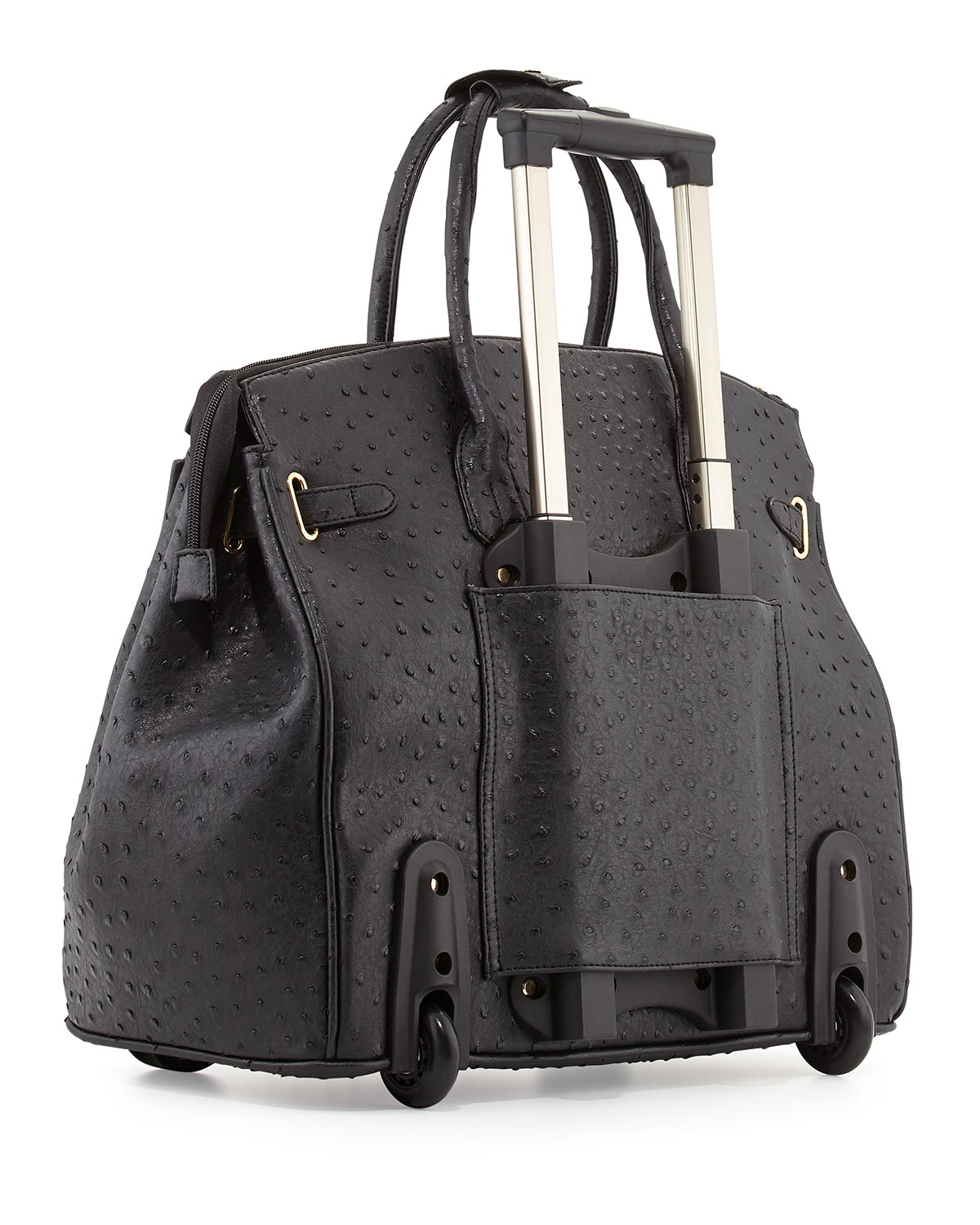 Lyst Neiman marcus Kendall Ostrichembossed Faux Leather Rolling Bag