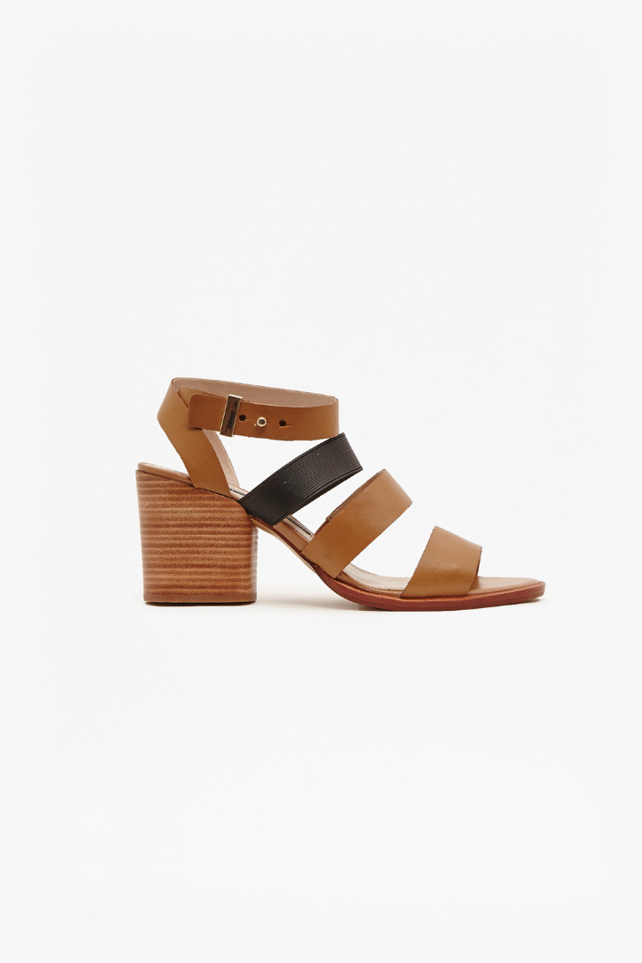 French connection  Ciara Leather Mid Heel  Sandals  in Black 