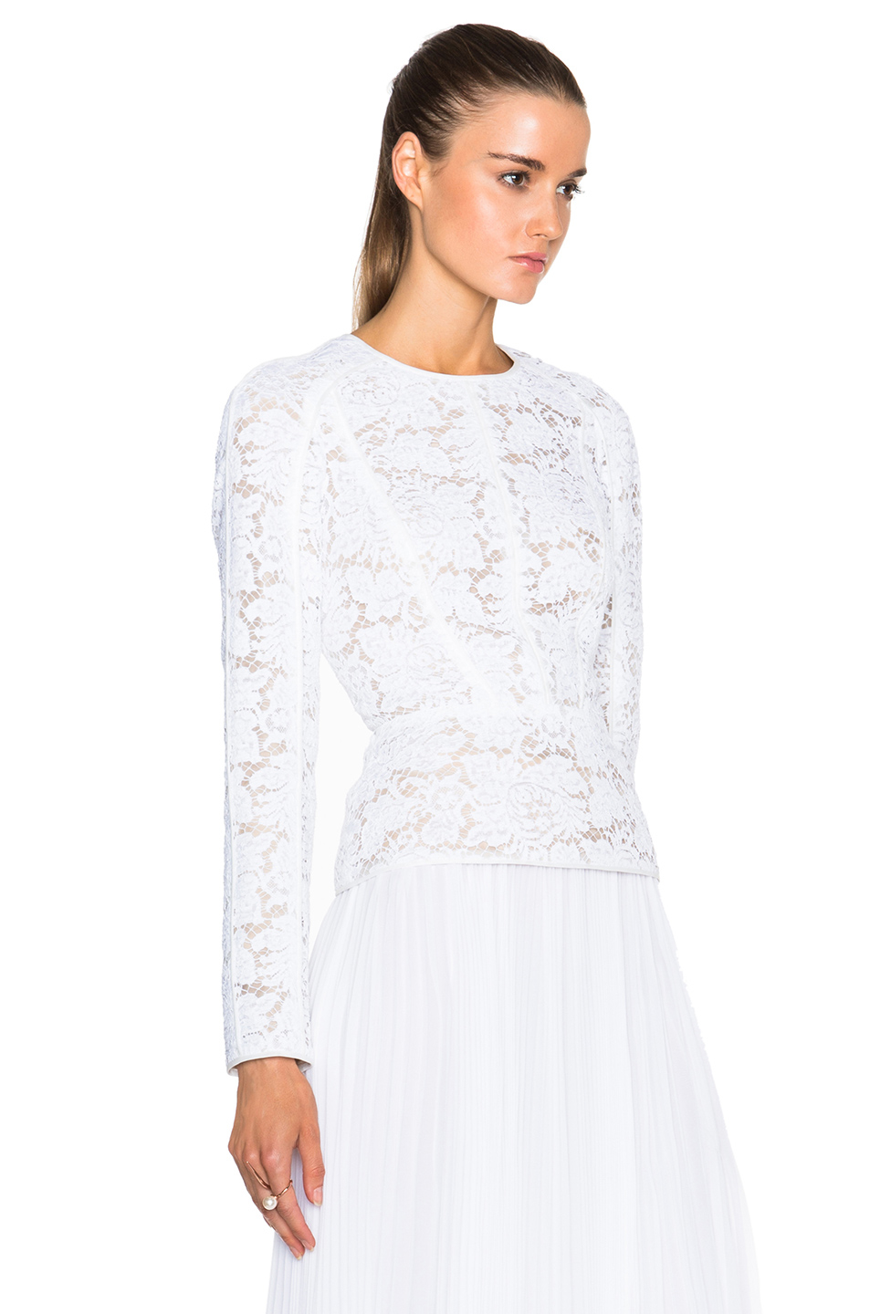 white long sleeve peplum top