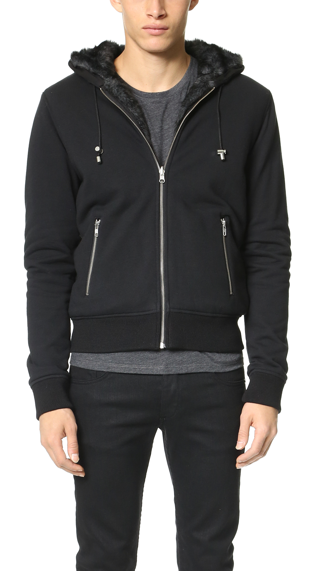 Lyst - The Kooples Reversible Hoodie in Black for Men