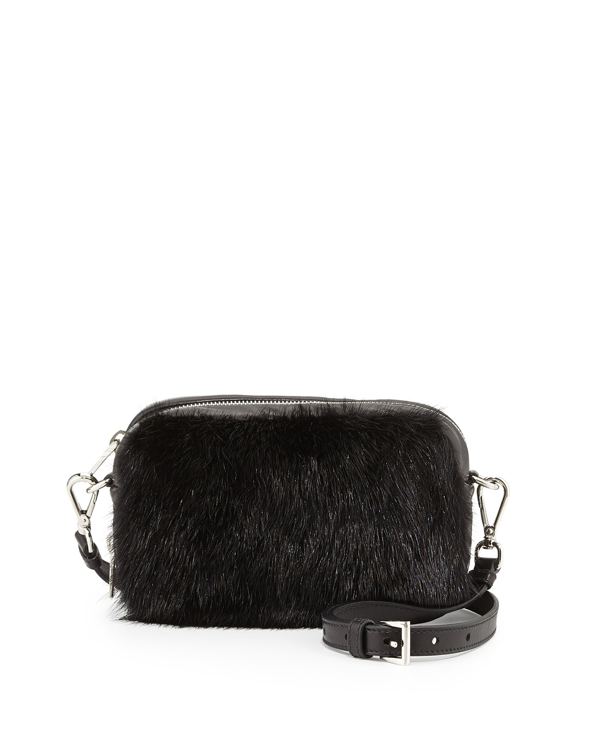 Prada Nappa Bomber \u0026amp; Mink Fur Belt Bag in Black | Lyst  