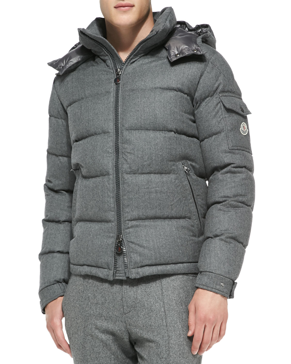 Moncler Mont Genevre Quilted Wool Jacket in Gray for Men | Lyst