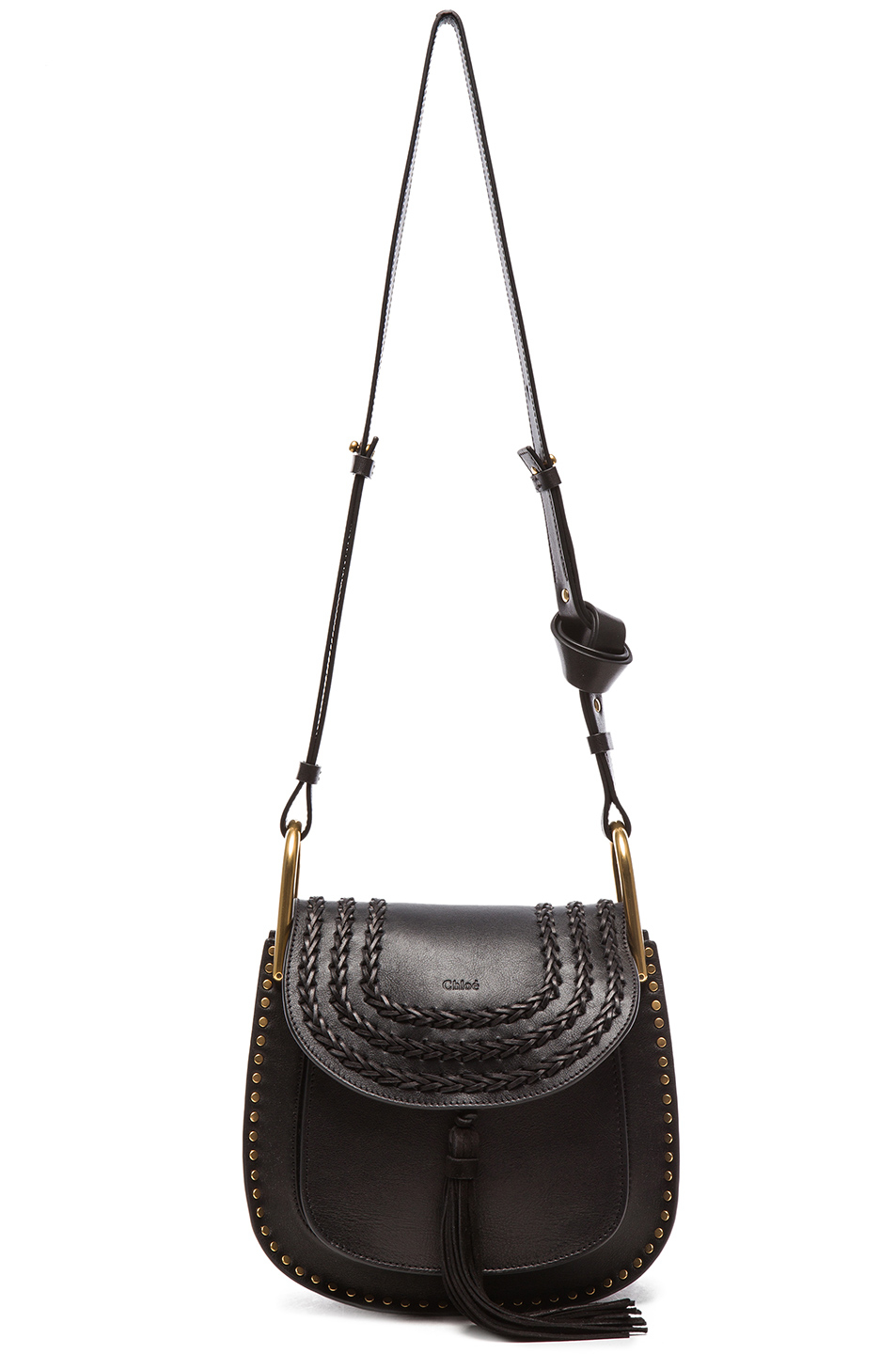 Chlo Hudson Braided Leather Bag in Black | Lyst