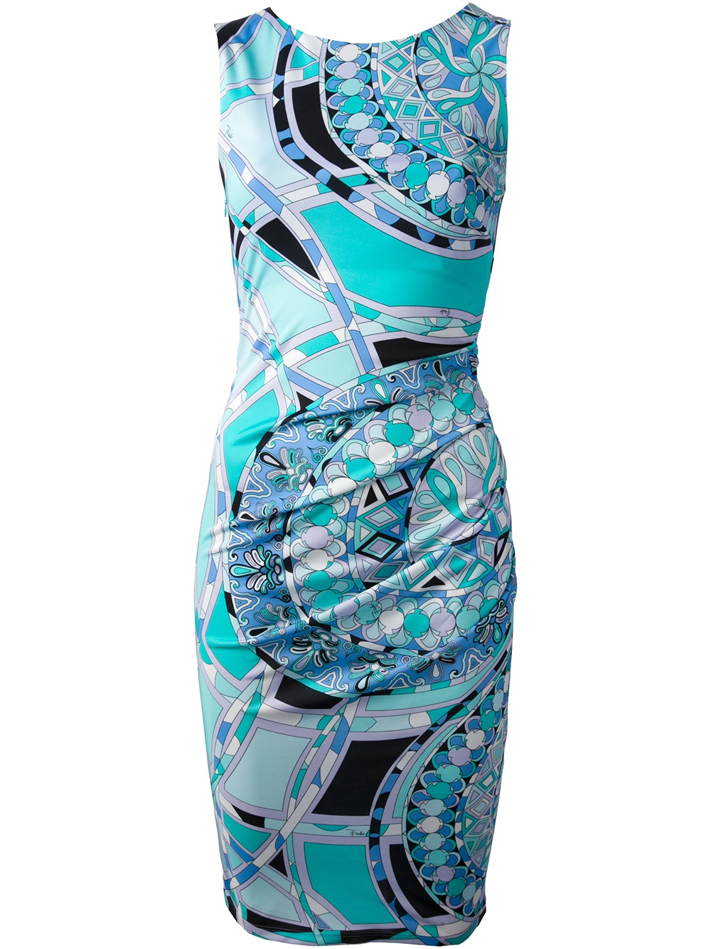 lyst - emilio pucci baroque geometric printed dress in blue