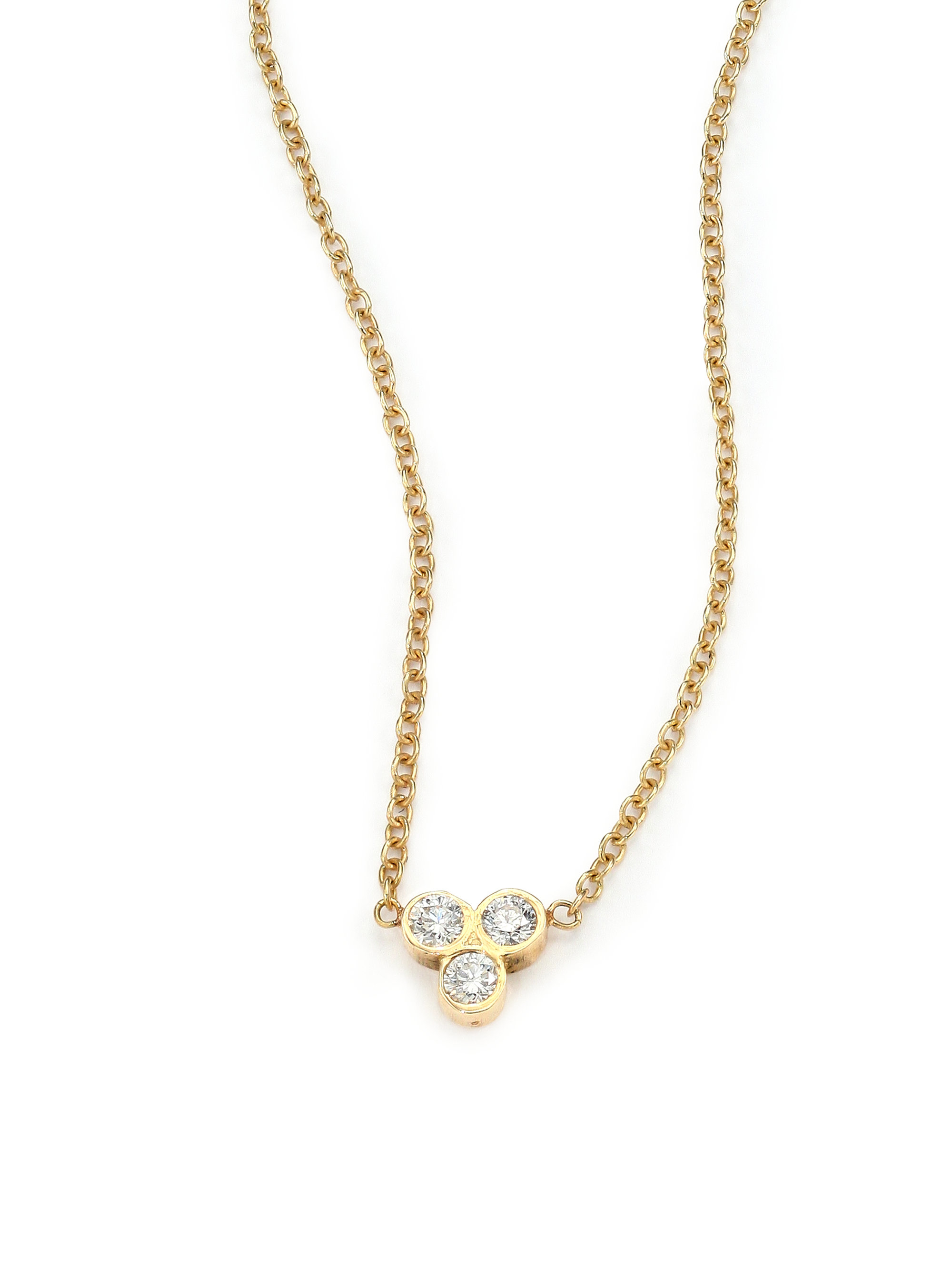 Zoe chicco Diamond & 14k Yellow Gold Three-bezel Necklace in Metallic ...
