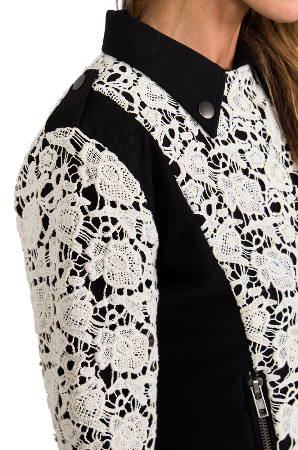 Lyst - Chaser X Revolve Lace Moto Jacket in White