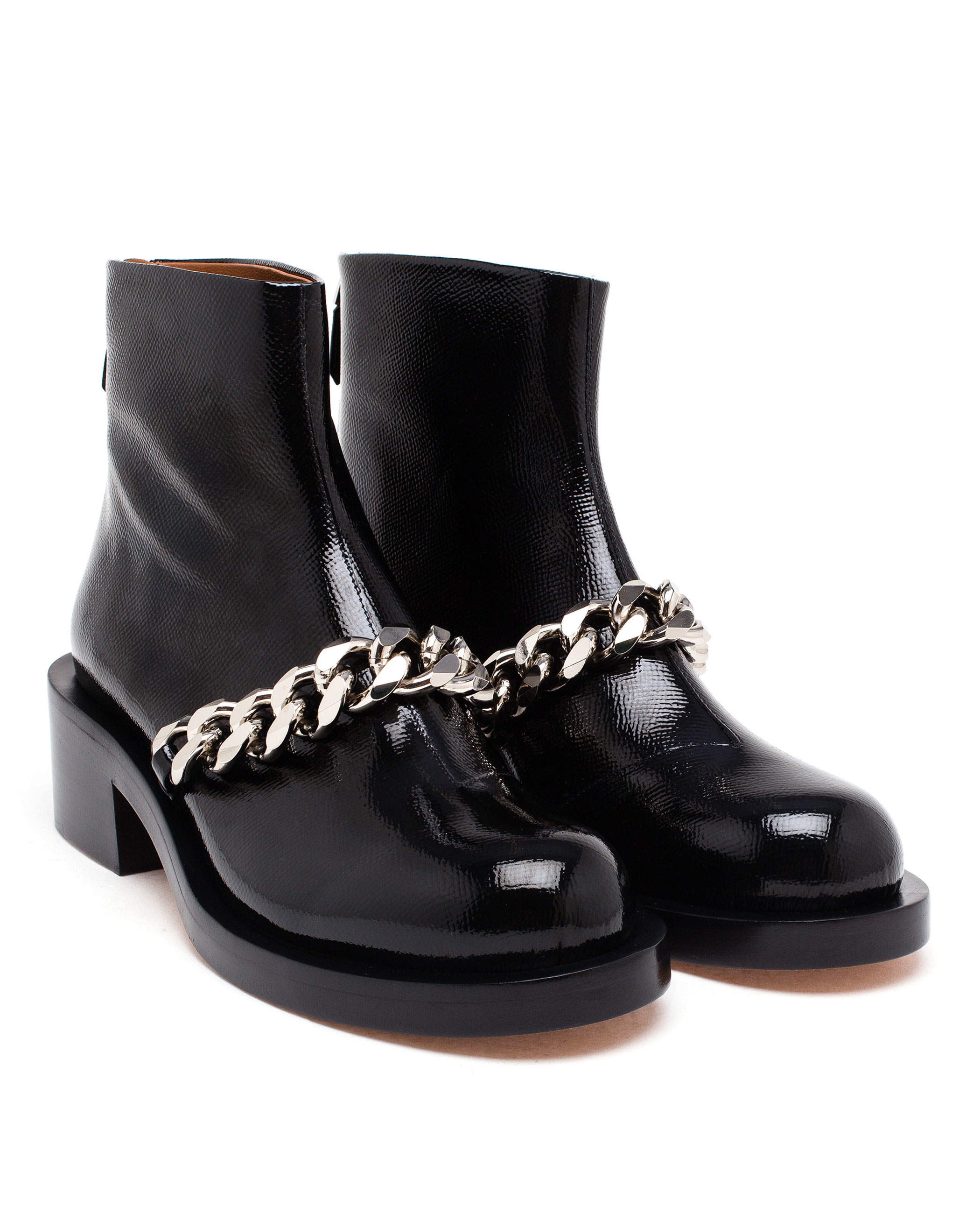 Lyst - Givenchy Patent Leather Chain Boots in Black