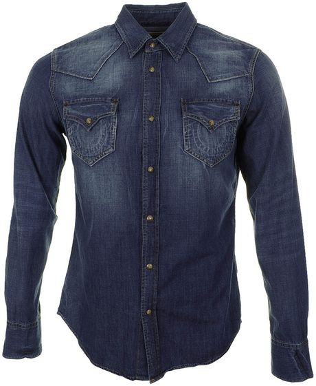 True Religion Jake Western Shirt in Blue for Men | Lyst