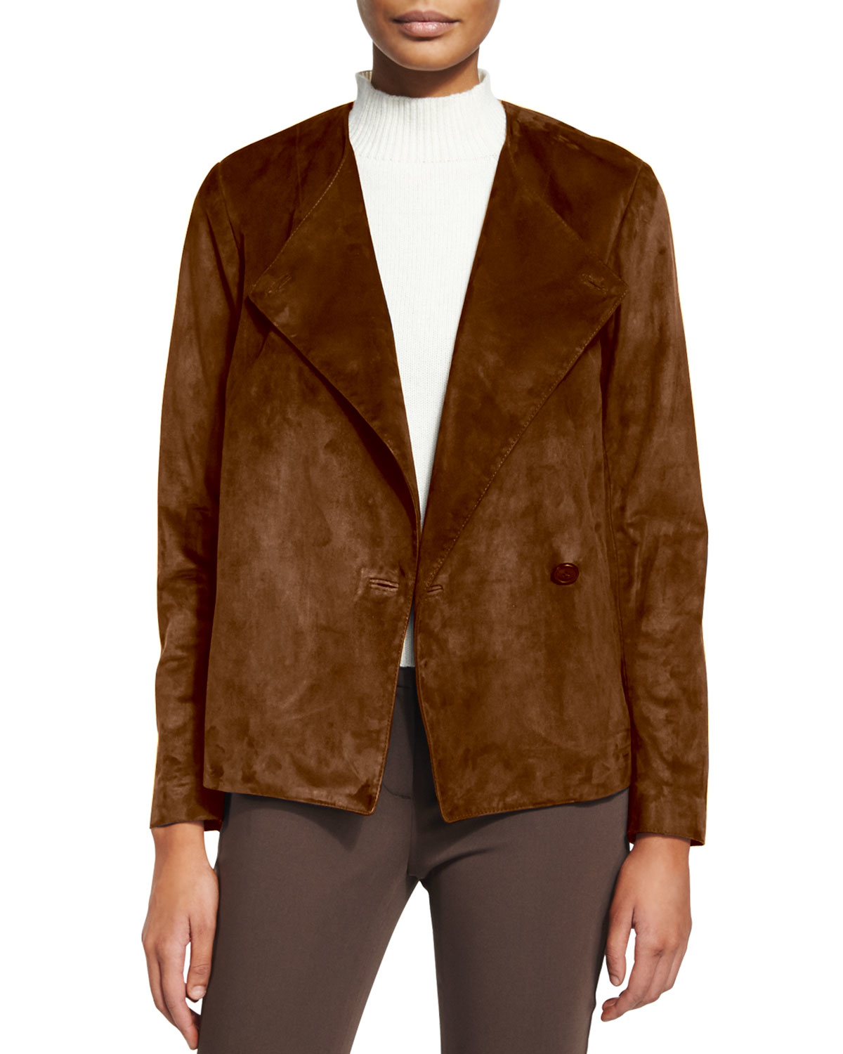 Lyst - Theory Venizka Short Suede Jacket in Brown