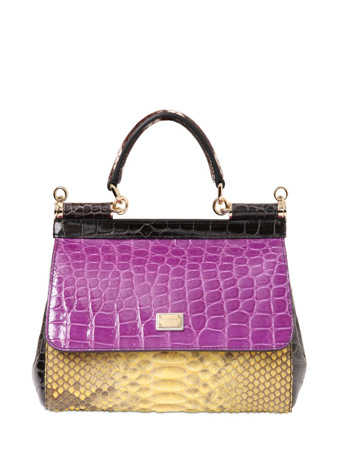 Dolce & gabbana Small Sicily Reptile Patchwork Bag in Purple Lyst