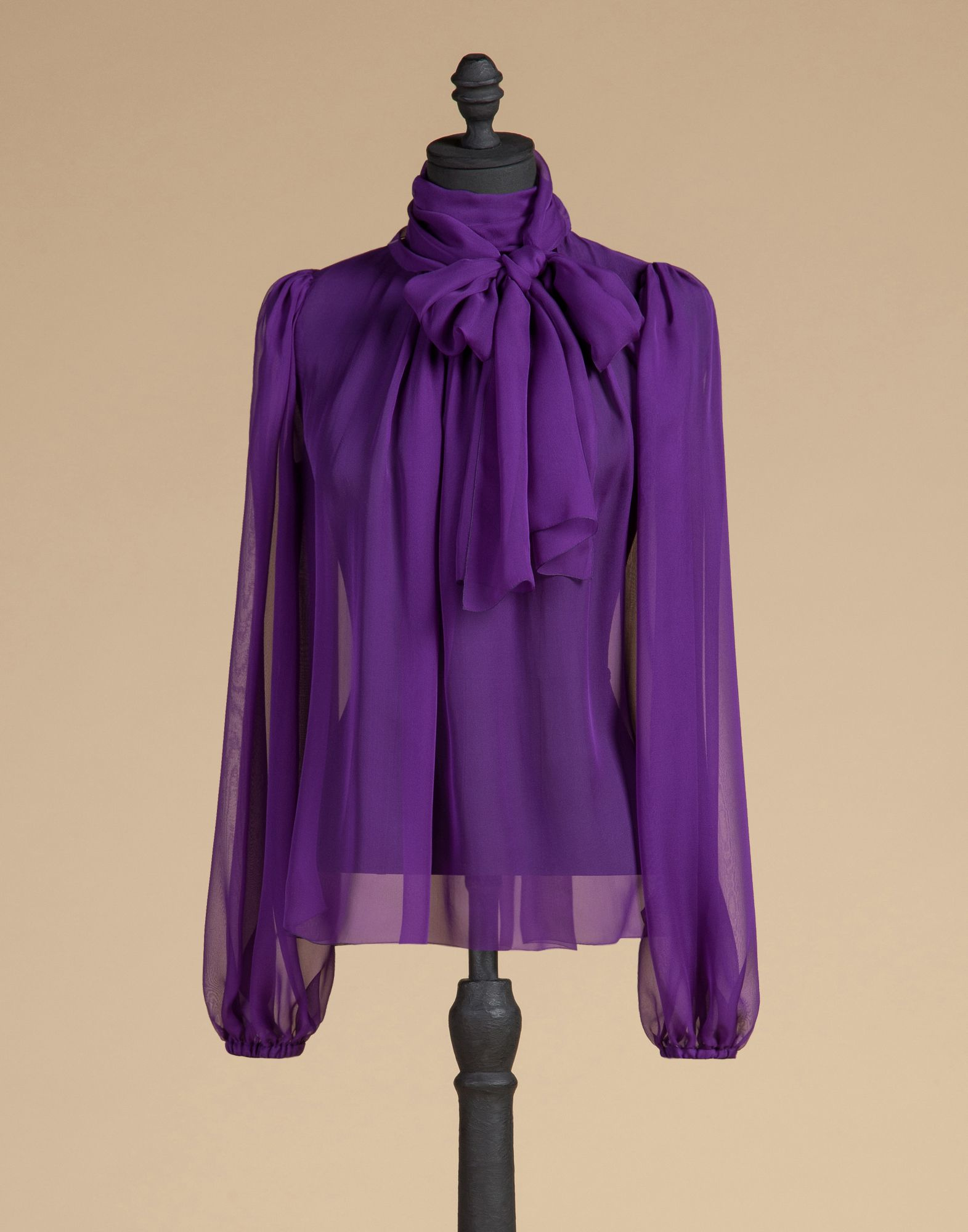 Lyst Dolce And Gabbana Blouse In Silk Chiffon With Bow In Purple