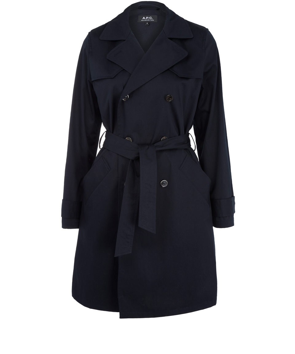 Lyst - A.p.c. Navy Trench Coat in Blue for Men