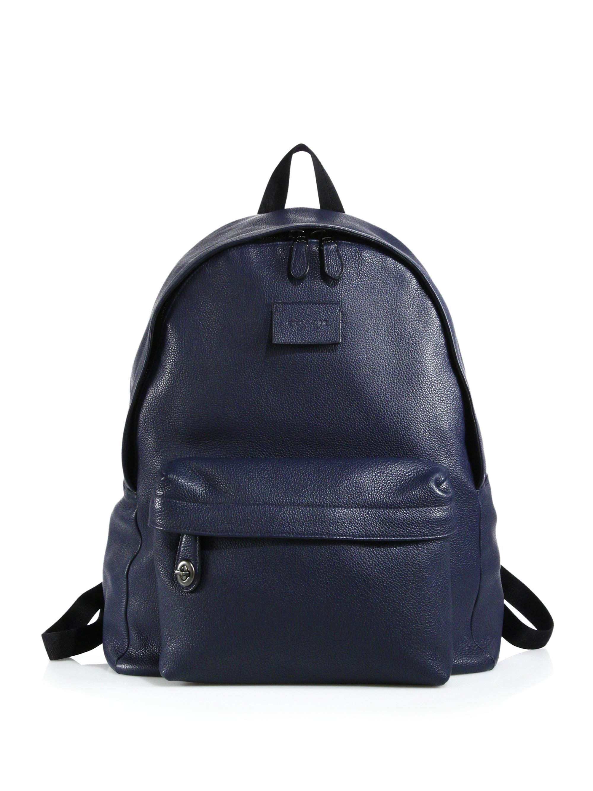 Coach Refined Pebbled Leather Backpack in Blue for Men | Lyst