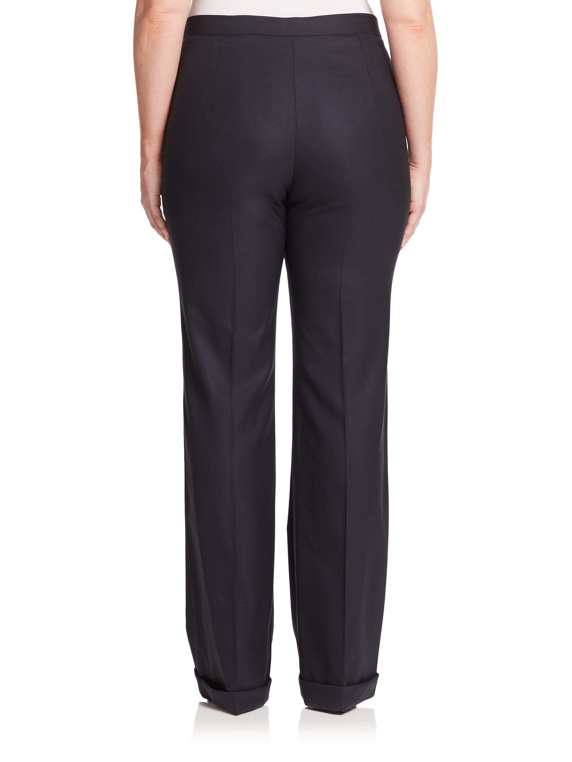 Lyst - Marina Rinaldi Wool & Silk Cuffed Pants in Black