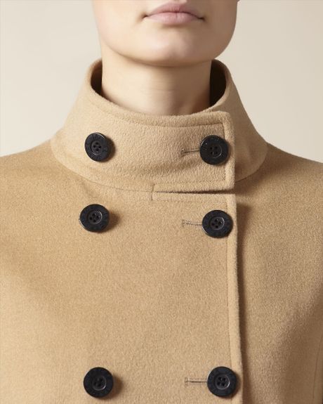 Jaeger Wool Cashmere Funnel Neck Coat in Beige (Camel) | Lyst