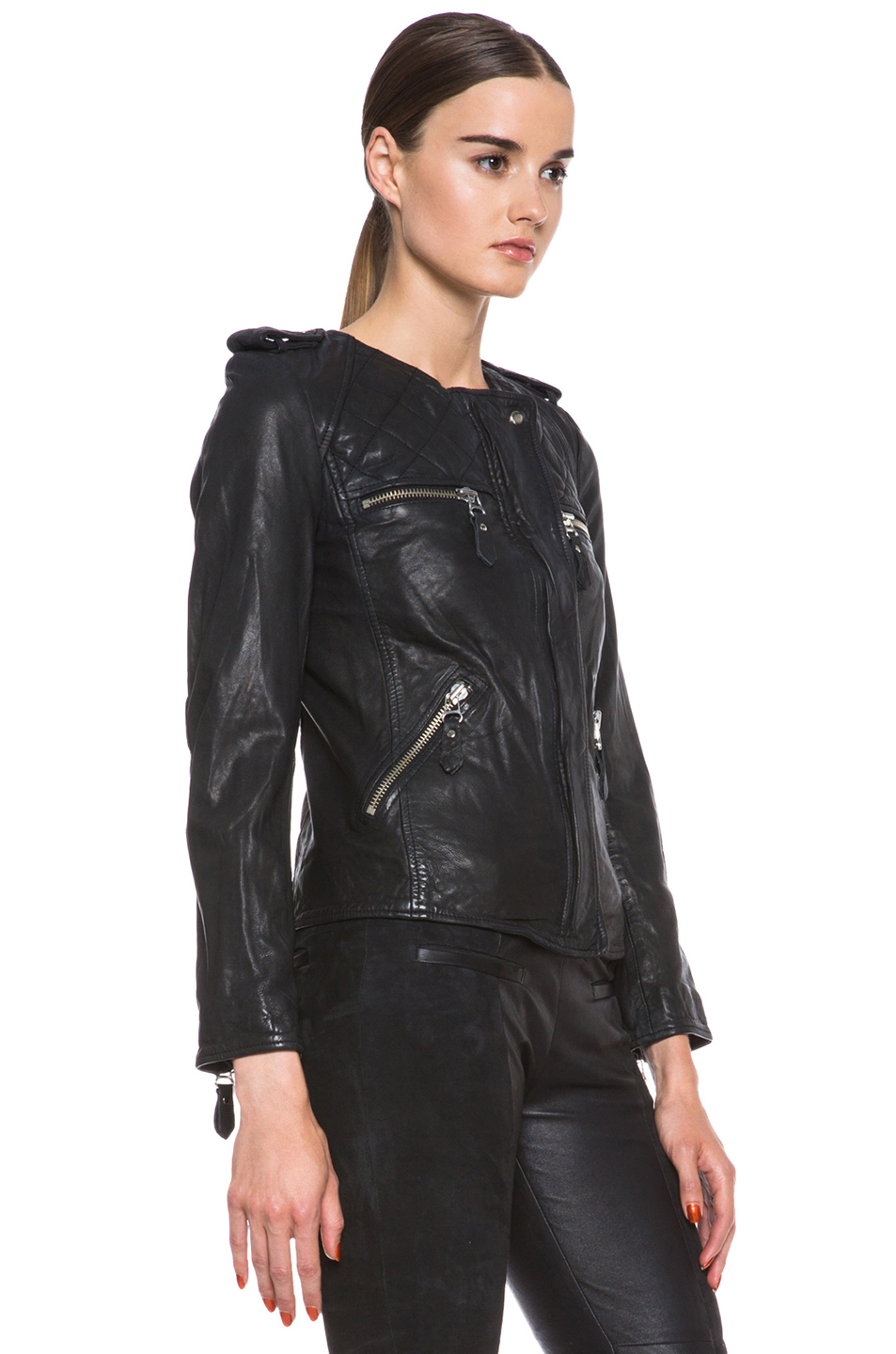 Etoile Isabel Marant Kady Washed Leather Jacket in Black in Black | Lyst