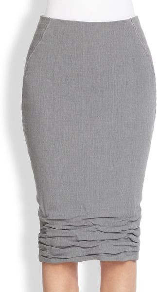 Donna Karan New York Crushed hem Pencil Skirt in Gray (GREYSTONE) | Lyst