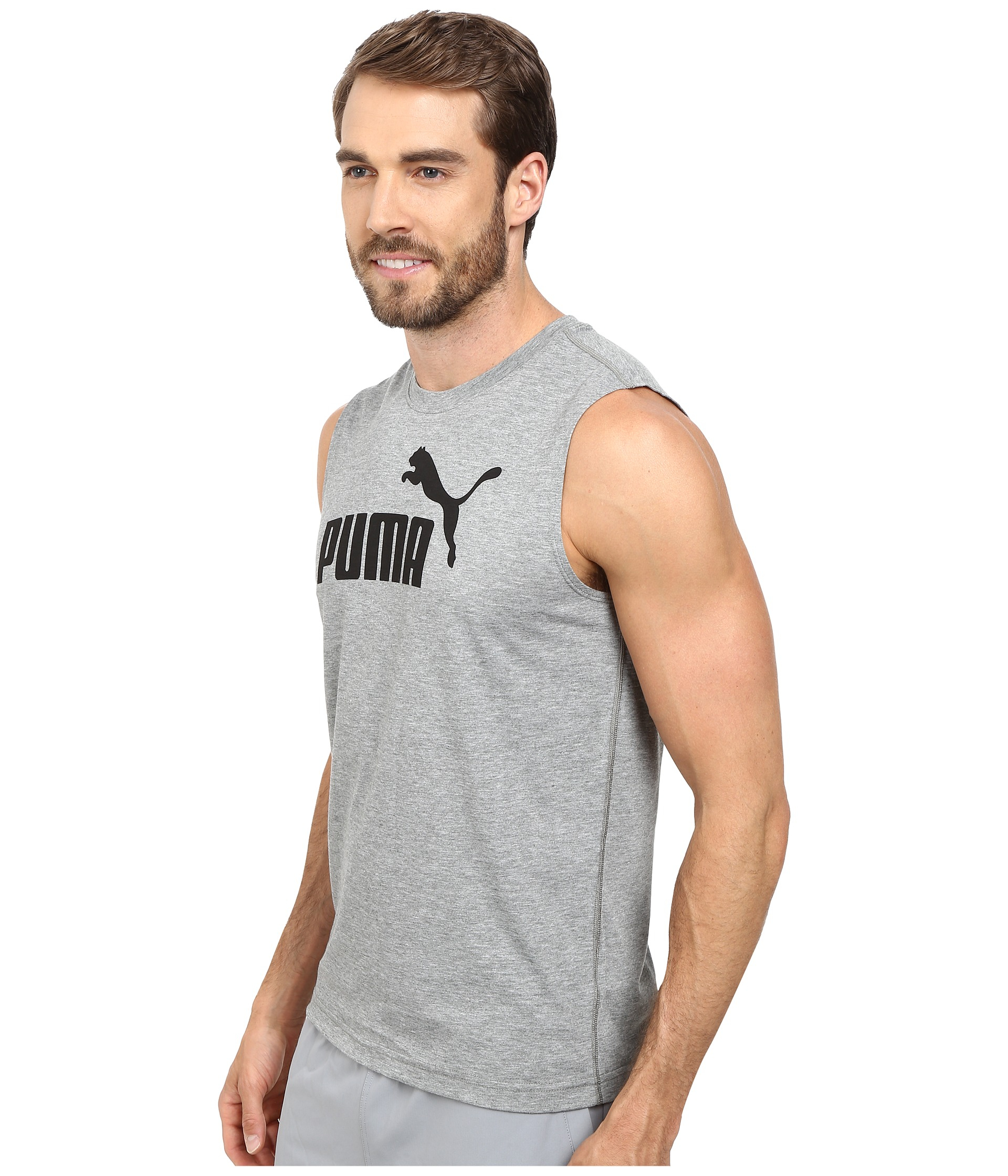 Puma Essential No. 1 Logo Sleeveless Tee in Gray for Men | Lyst