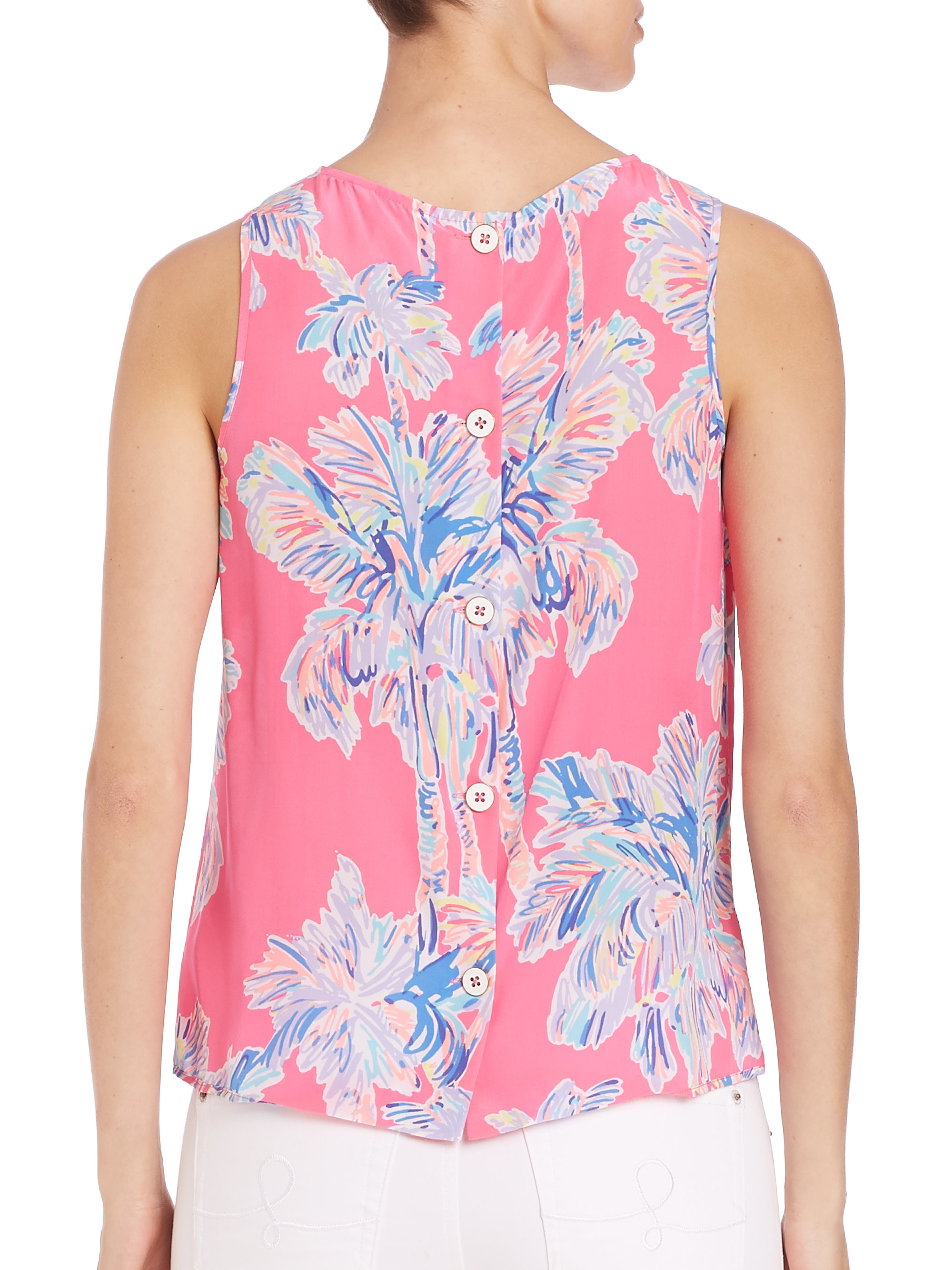 Lyst Lilly Pulitzer Iona Silk Shell In Pink