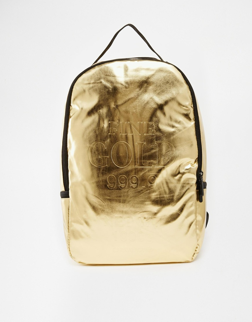 Sprayground Gold Brick Backpack in Metallic for Men | Lyst
