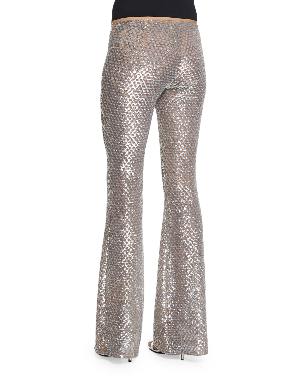 Michael kors Embellished Flare Pants in Metallic | Lyst