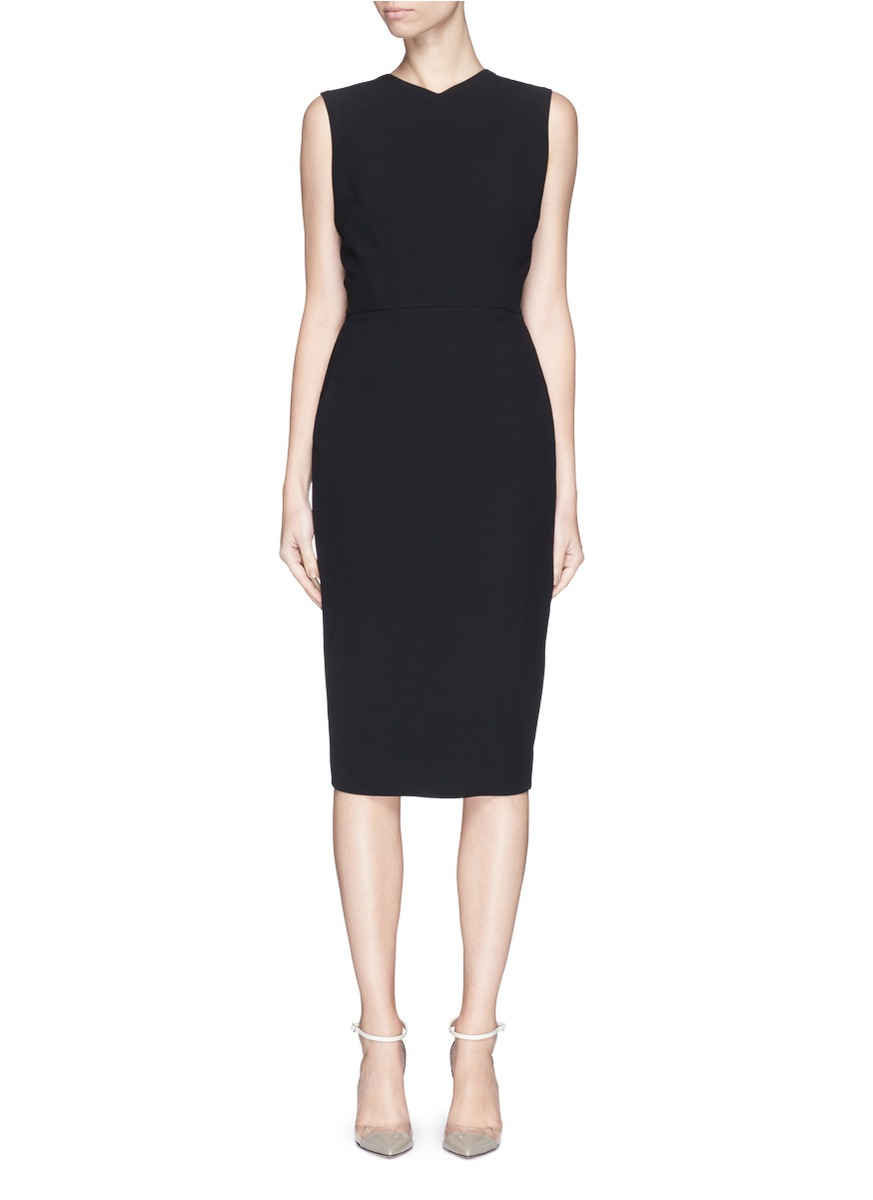 Lyst - Victoria Beckham Open Back Bow Tie Double Crepe Dress in Black