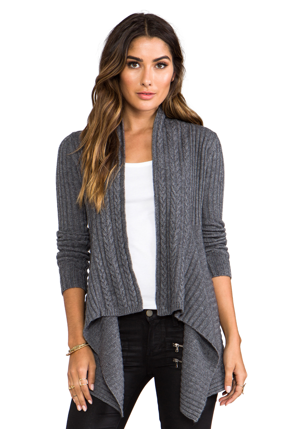 Autumn cashmere New Rib Drape with Cable in Gray in Gray | Lyst