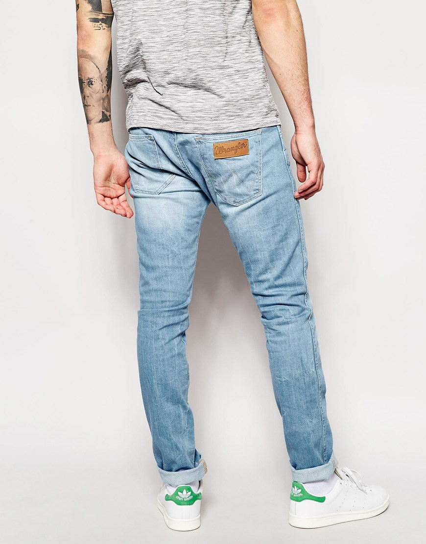 Lyst - Wrangler Jeans Bryson Skinny Fit The Angler Light Wash in Blue ...