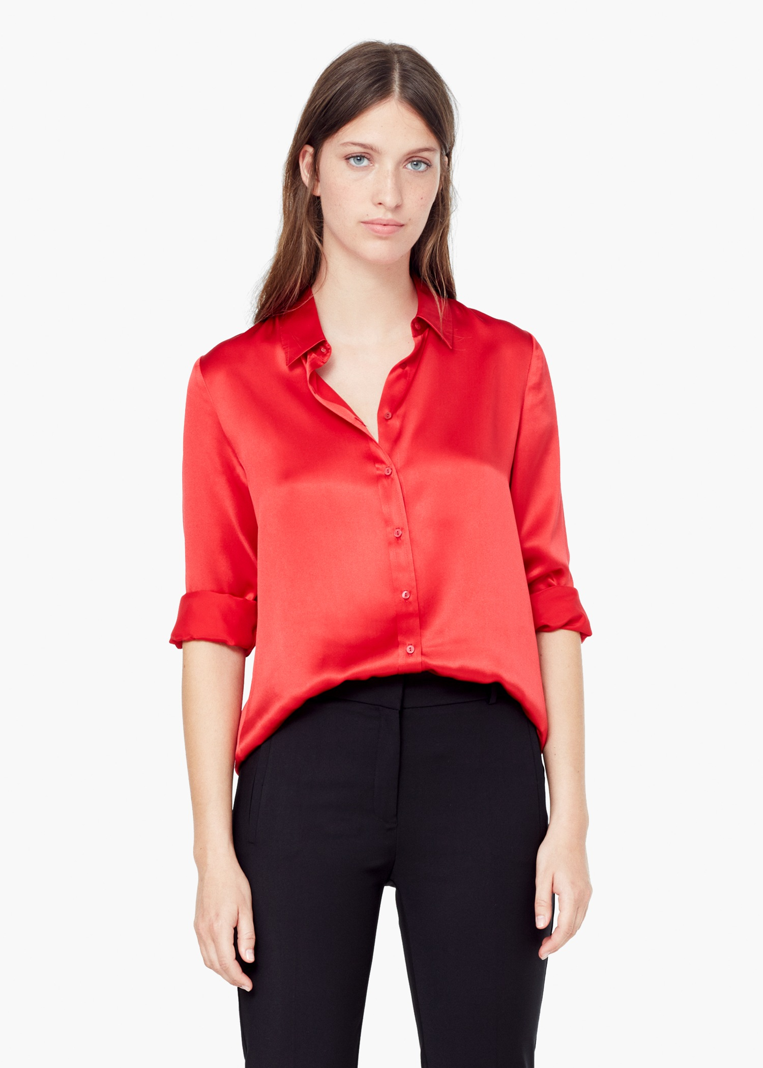 Lyst - Mango Satin Shirt in Red