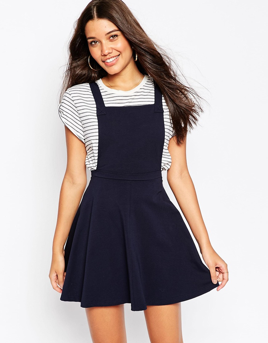 Lyst Asos  Pinafore Dress Navy in Blue