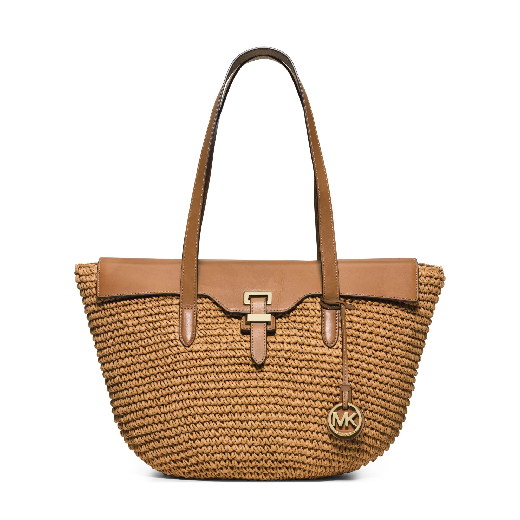 Michael kors Naomi Large Woven Straw Tote in Brown Lyst