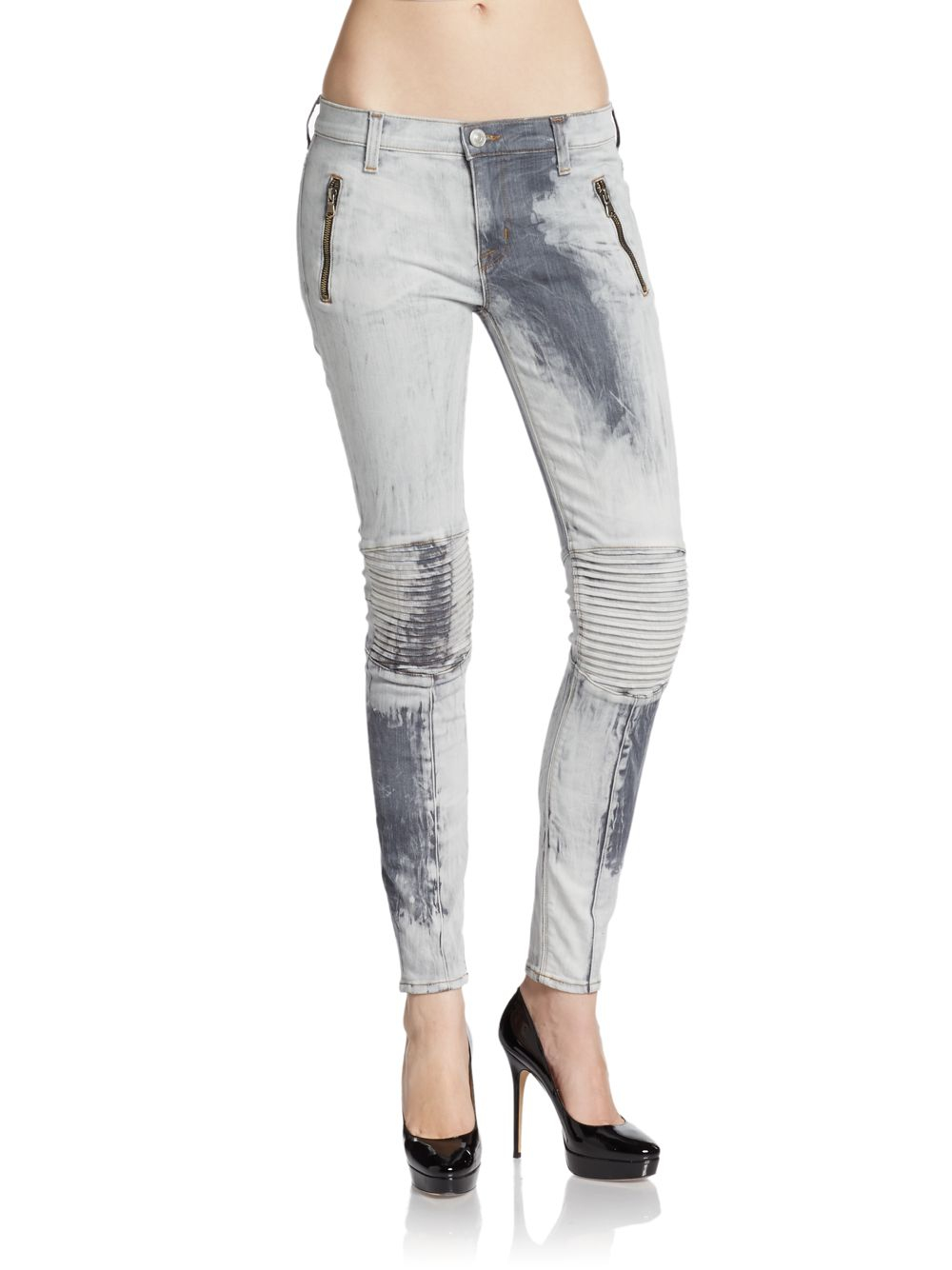 Lyst - Hudson Jeans Super Skinny Moto Jeans in Gray