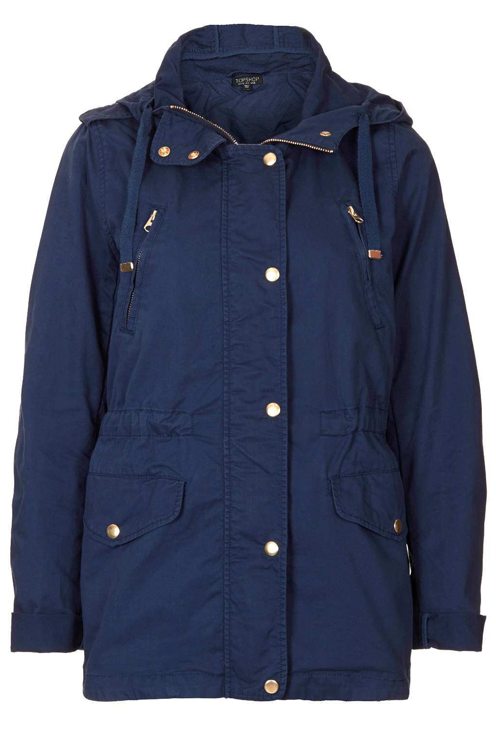 Topshop Hooded Parka Jacket in Blue (NAVY BLUE) | Lyst