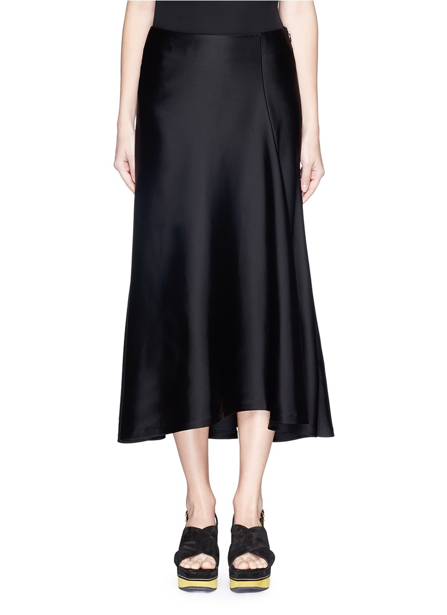 Lyst - Theory 'maity' Crepe Midi Skirt in Black