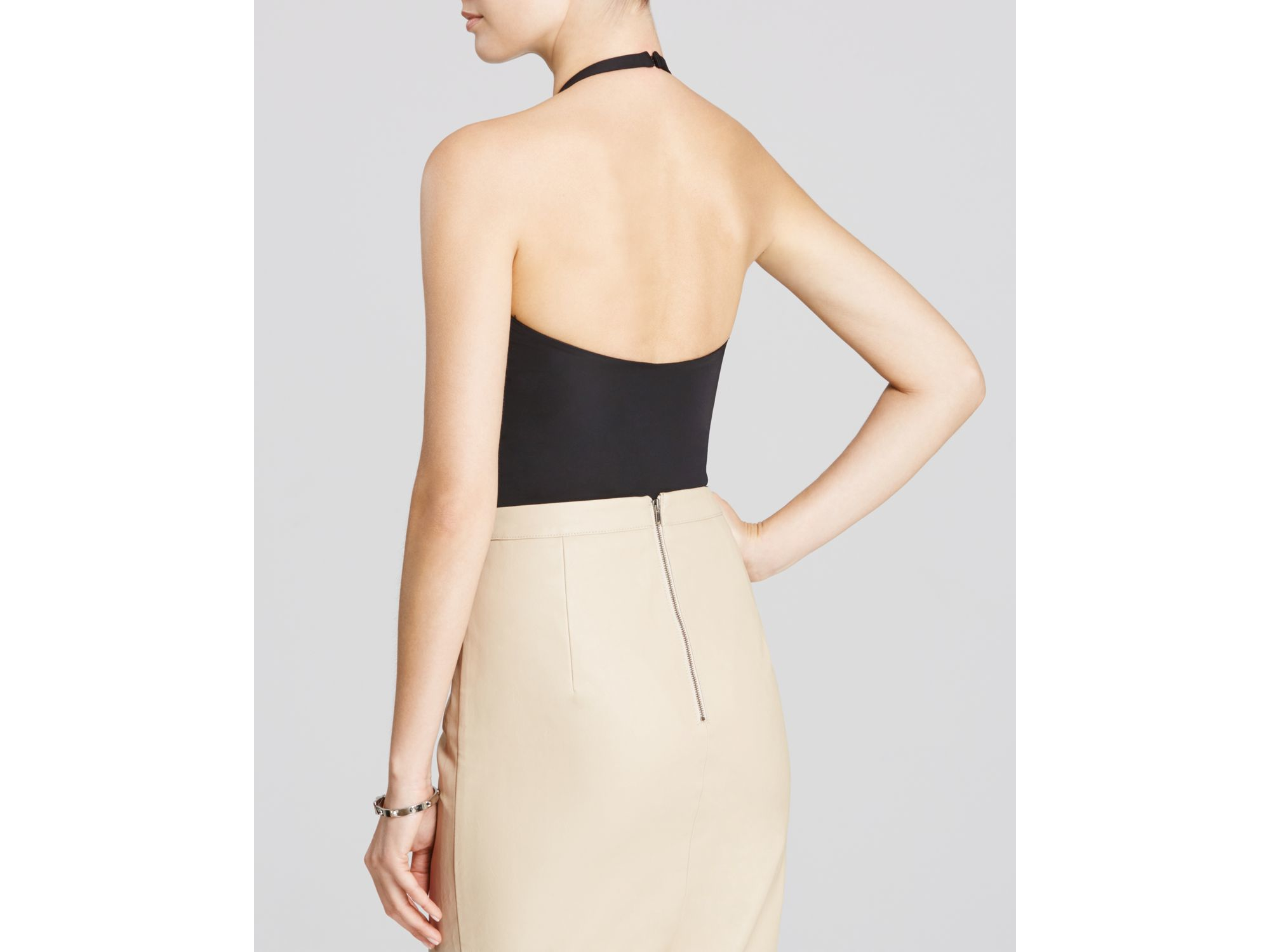 Bardot Halter Neck Bodysuit in Black | Lyst