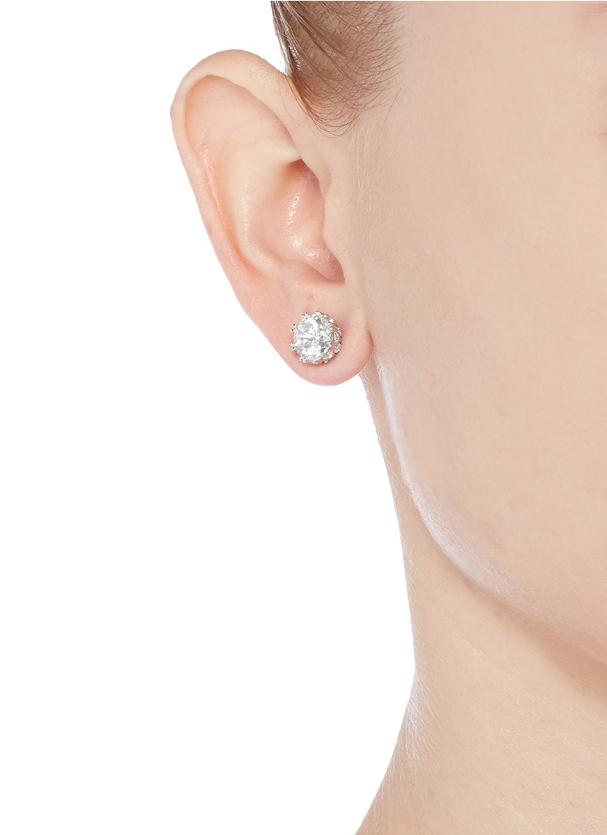 Lyst Cz By Kenneth Jay Lane Round Cut Cubic Zirconia Stud Earrings Gallery