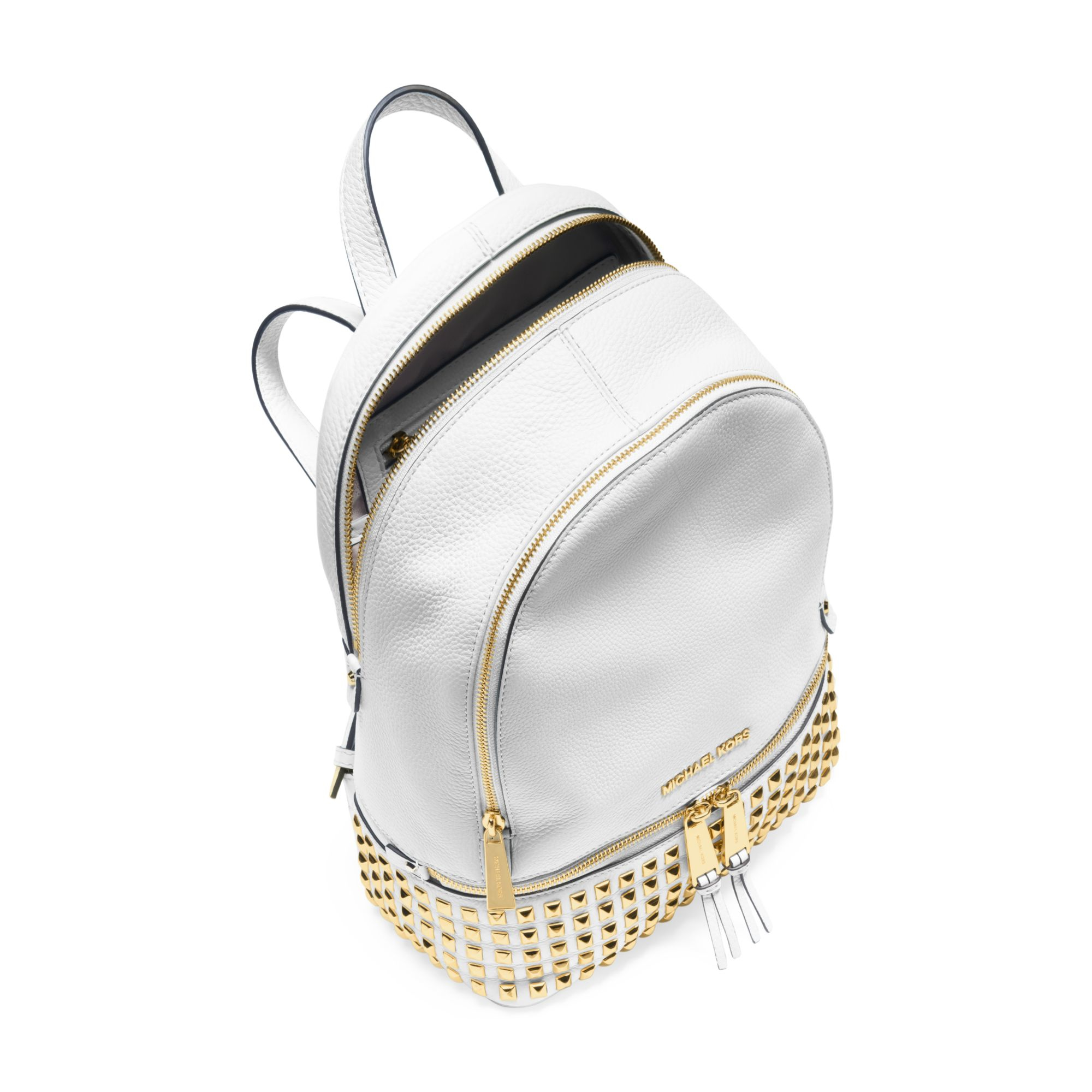 Michael kors Rhea Small Studded Leather Backpack in White Lyst