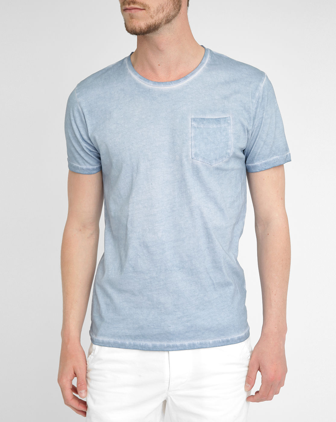 Selected Faded Blue Short-Sleeve Round-Neck Pocket T-Shirt in Blue for ...