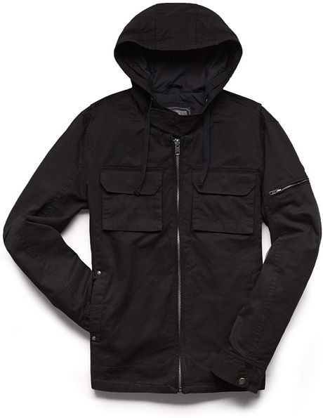 21men Hooded Cargo Jacket in Black for Men | Lyst