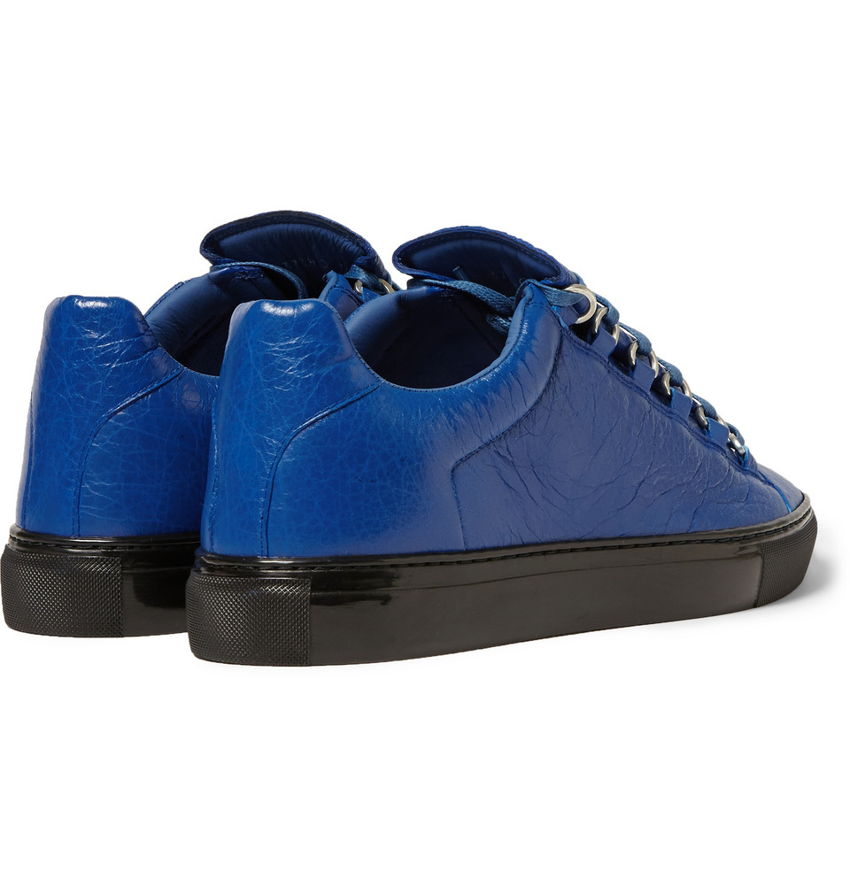 Lyst Balenciaga Arena CreasedLeather Sneakers in Blue
