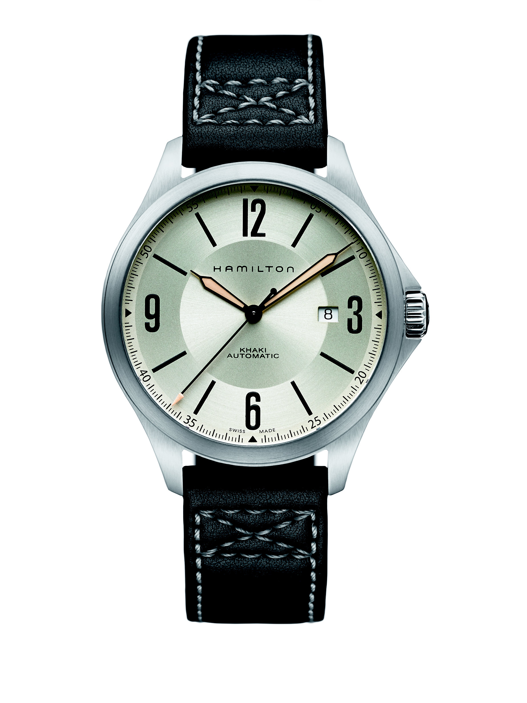 Hamilton Khaki Aviation Auto Stainless Steel & Leather Strap Watch in