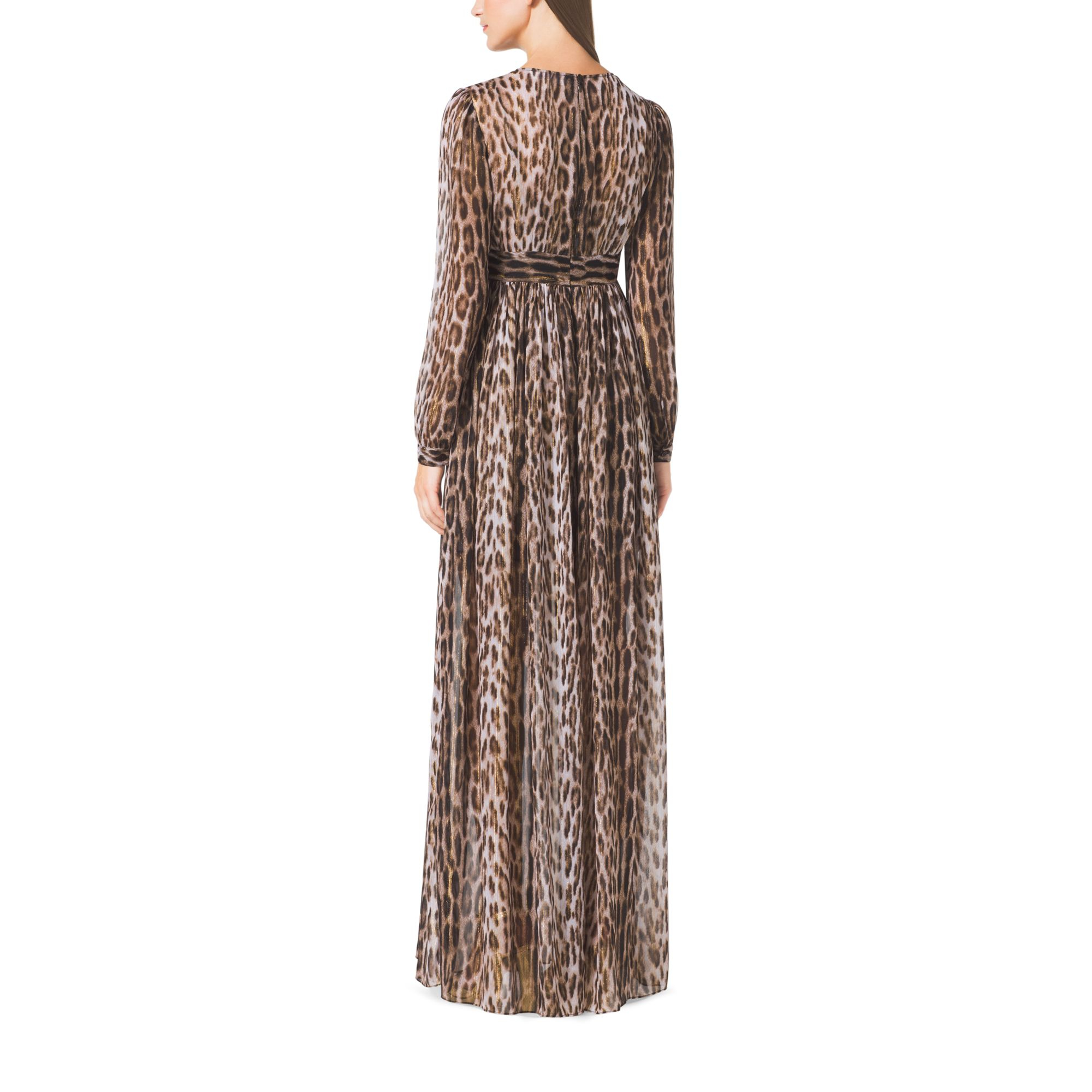 Long Sleeve Leopard Print Maxi Dress
