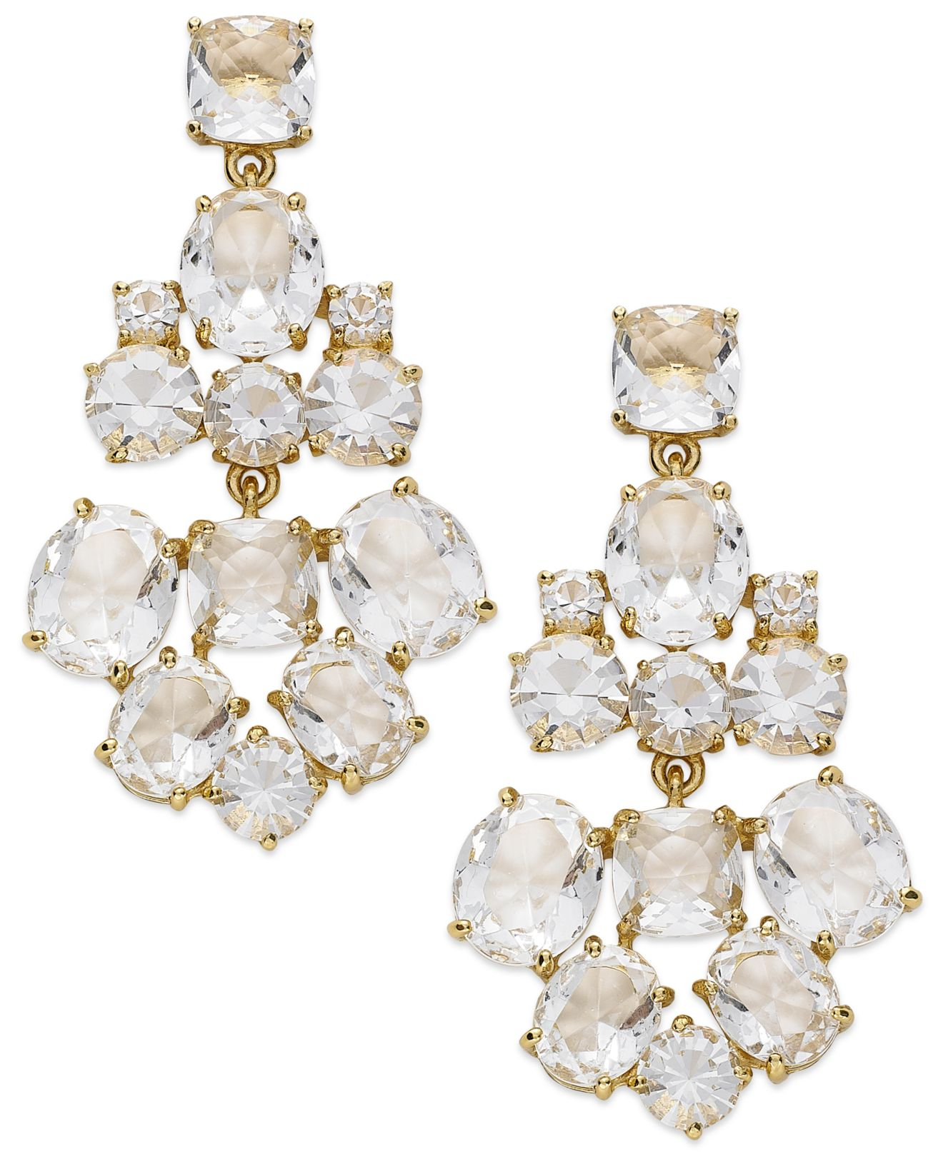 Kate spade new york GoldTone Clear Glass Chandelier Earrings in