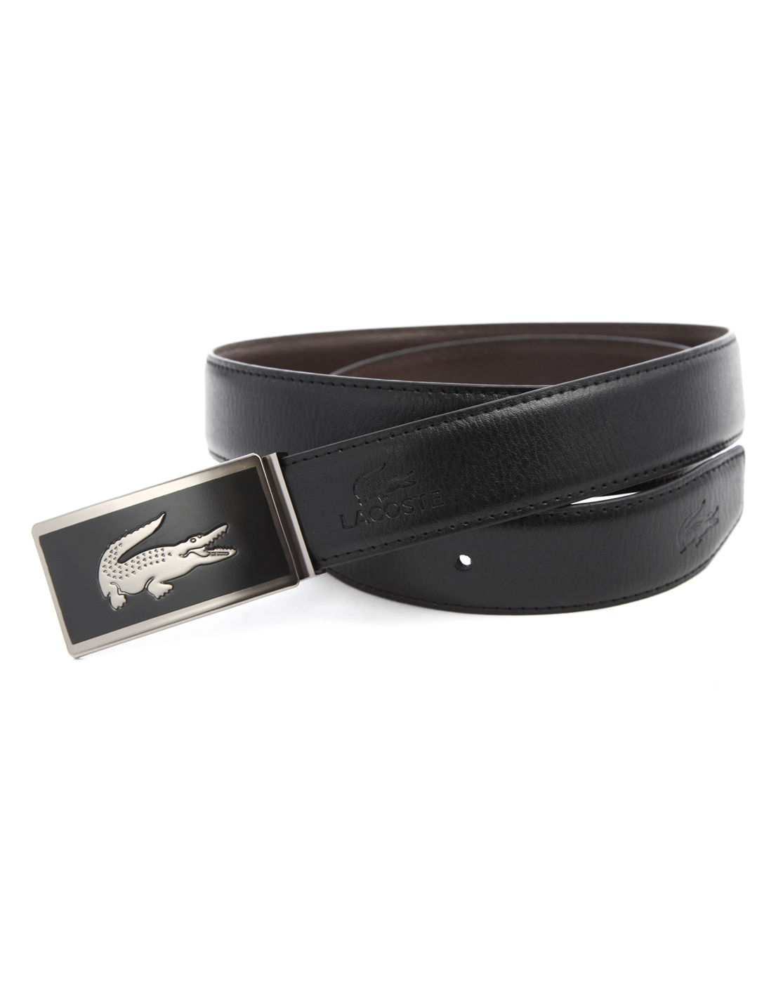 Lacoste Leather Belt Gift Box With Reversible Double Brown And Black