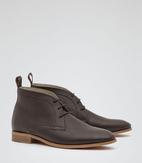 Reiss Chapman Boot Grained Chukka Boots in Brown for Men | Lyst