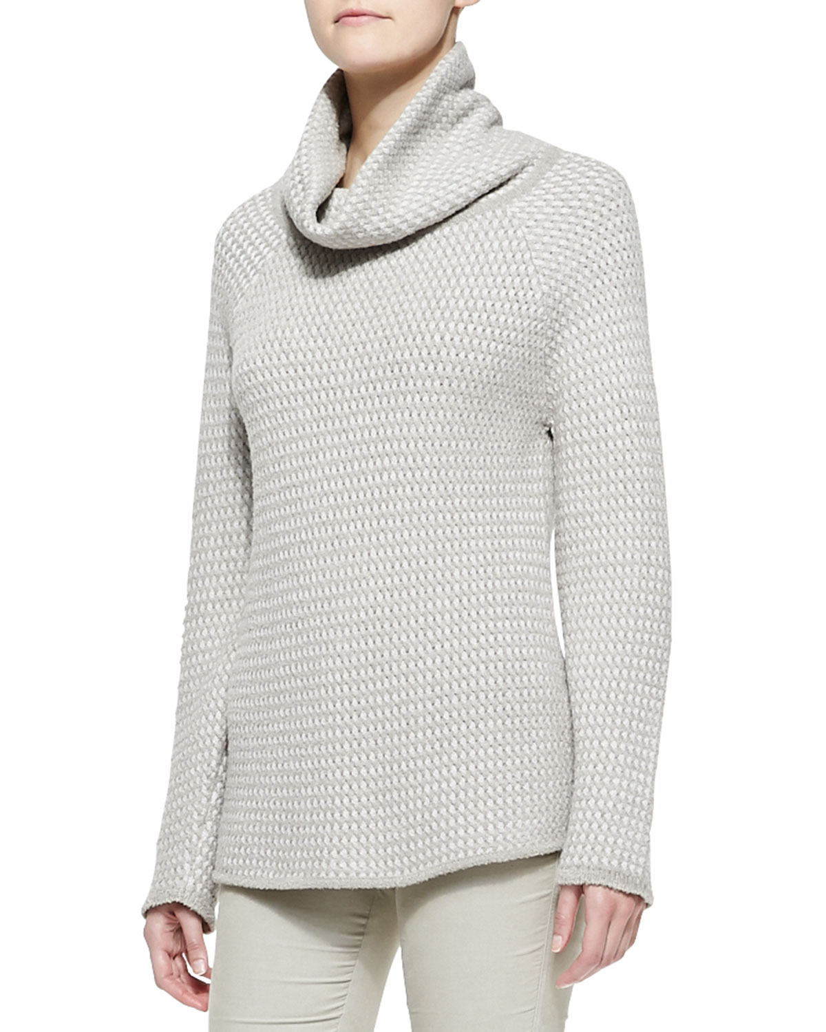 Armani Basketweave Knit Cowl-neck Sweater in White Lyst