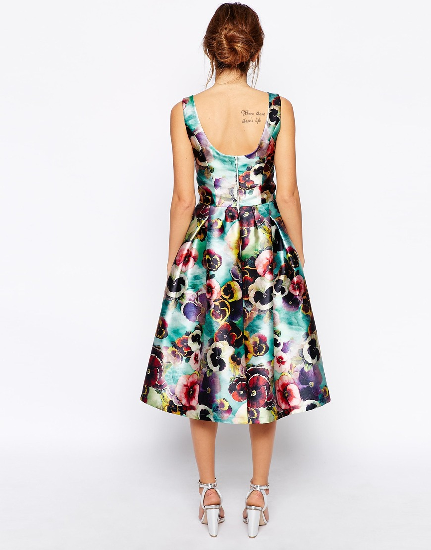 Lyst - Chi Chi London Allover Floral Full Prom Skater Dress