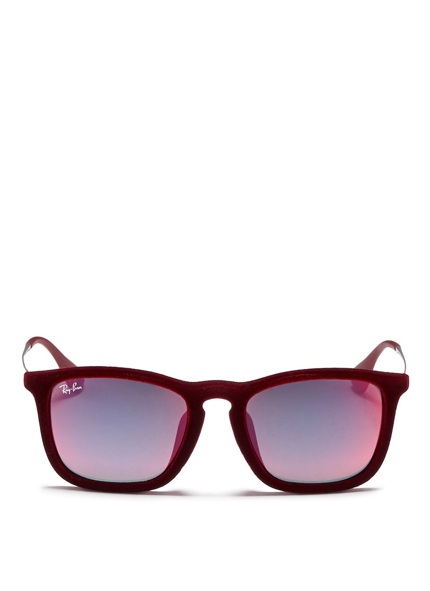 Lyst Ray Ban Chris Velvet Wire Rim Mirror Sunglasses In Red For Men 8987