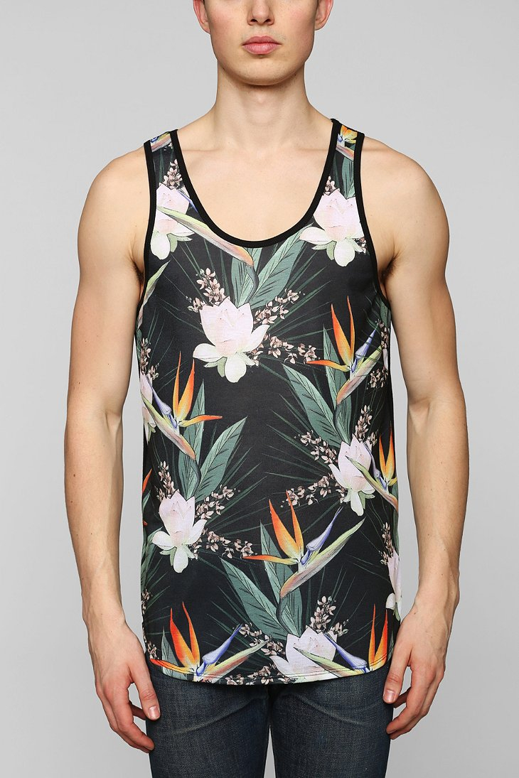 Lyst - Urban Outfitters Midnight Floral Tank Top in Black for Men