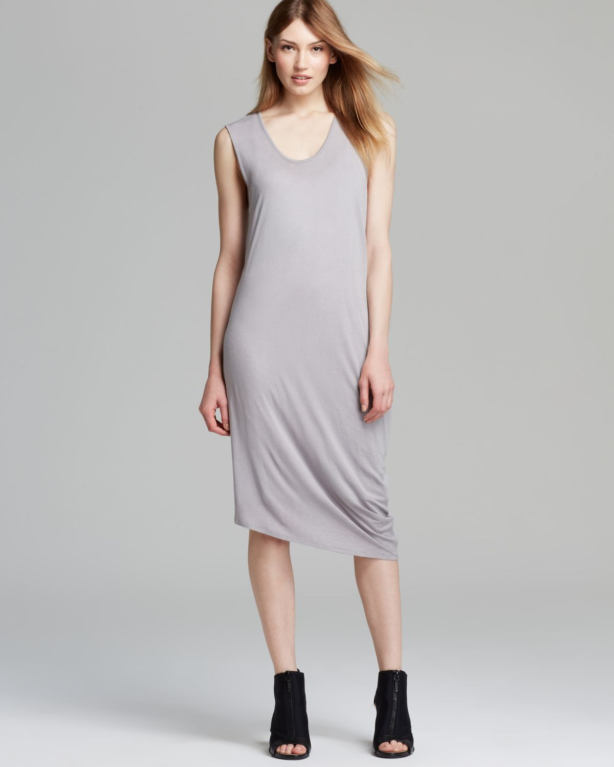Lyst Dkny Pure Asymmetrical Double Layer Dress in Gray